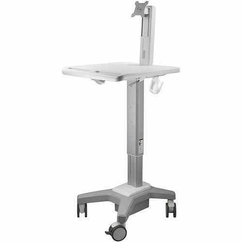 Amer Mounts Light Pedestal Medical Cart with Display Mount (Max Load 34.17 lbs) - 34.17 lb Capacity - 4 Casters - Steel, Aluminum Alloy, Plastic - 24.06" Width x 25.98" Depth x 65.08" Height - For 1 Devices - 34" Screen Supported (MCLP1MH)