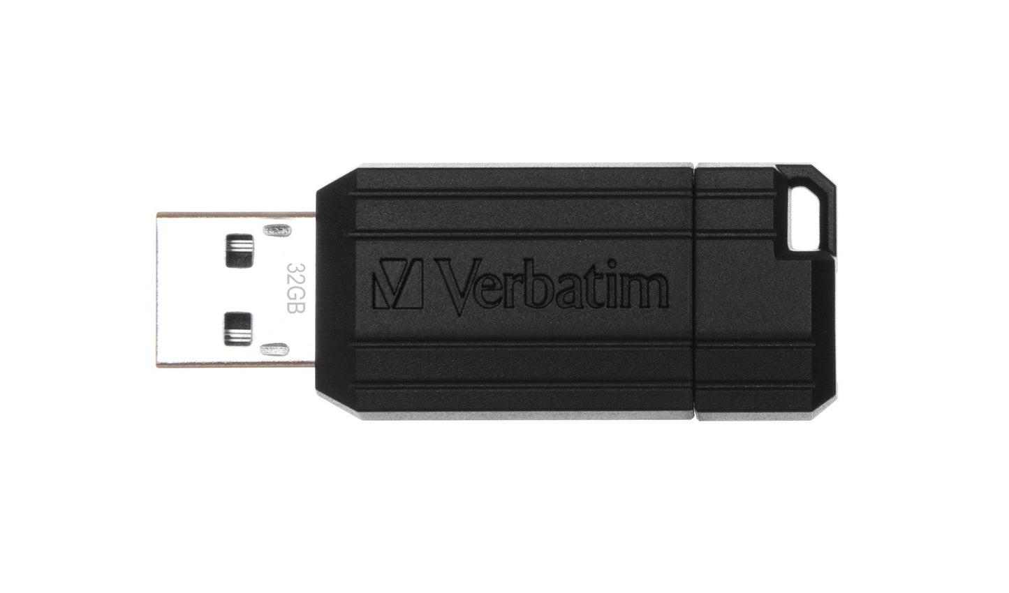 Verbatim PinStripe USB Flash Drive, 32 GB, Black