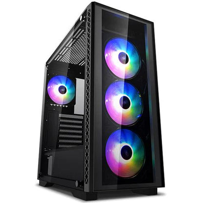 DeepCool Matrexx 50 Black Case ATX USB 3.0 PC Gaming 0.6 mm SPCC with 4 Fans 120 mm RGB Rainbow Addressable 5 V ADD Front and Side Panel in Tempered Glass (HxWxL 479x442x210 mm) Mtrexx 50 Matrexx 50 | 4*Fan ADD-RGB 5V 3PIN | Side Glass