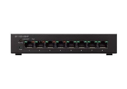 CISCO DESIGNED SF110D-08 Desktop Switch with 8 Ports 10/100 Desktop, Limited Lifetime Protection (SF110D-08-NA), Black