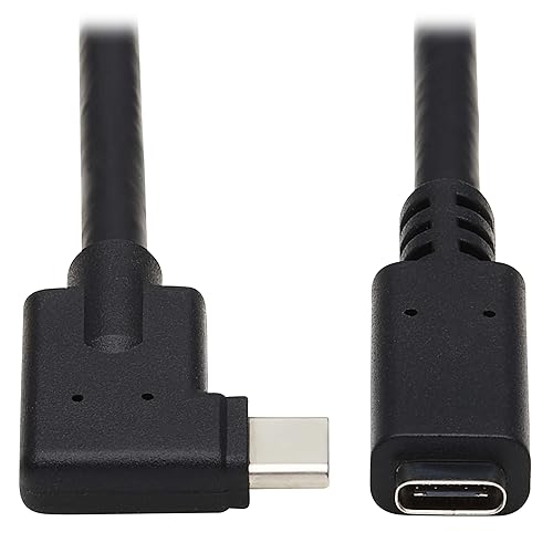 Tripp Lite USB-C Right-Angle Extension Cable (M/F), USB 3.2 Gen 2, Thunderbolt 3, 10 Gbps, 60W Power Delivery Charging, 20 Volts 3 Amps, 20 inches / 0.5 Meters, (U421-20N-G2-RA) Right-Angle Cable