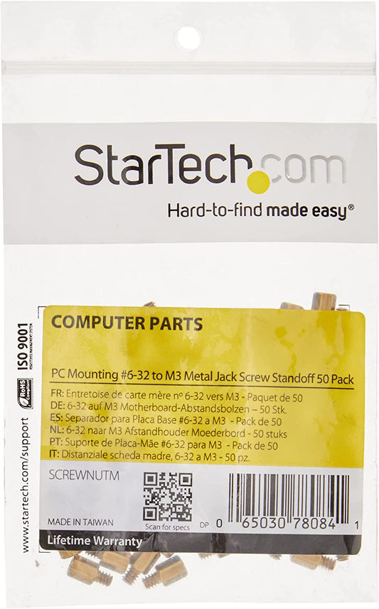StarTech.com Metal Jackscrew Standoffs #6-32 - Jackscrew standoff - 0.2 in (pack of 50) - SCREWNUTM