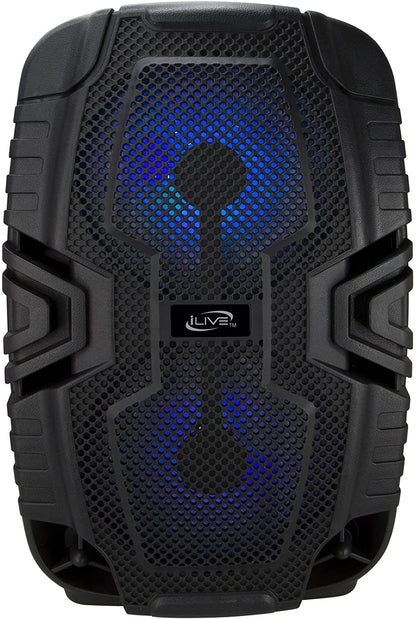iLive Wireless Tailgate Party Speaker, LED Light Effects, Carry Handle, Black (ISB250B)
