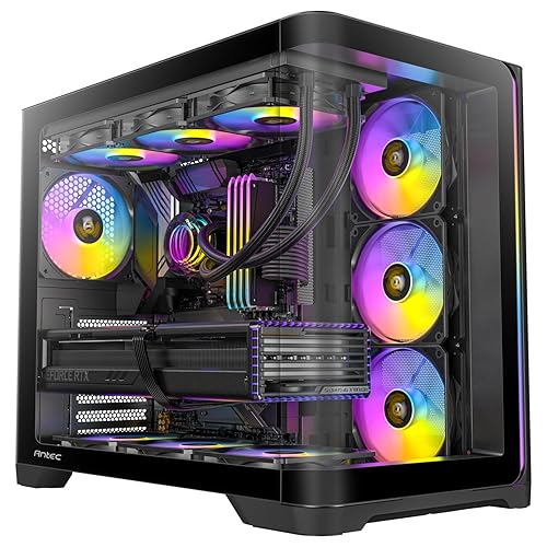 Antec C5 Curve ARGB, 4 x 120mm ARGB PWM Fans Included, Up to 10 Fans Simultaneously, Type-C 3.2 Gen 2 Port, Curved Tempered Glass Front & Side Panels, 360mm Radiator Support, Mid-Tower ATX PC Case