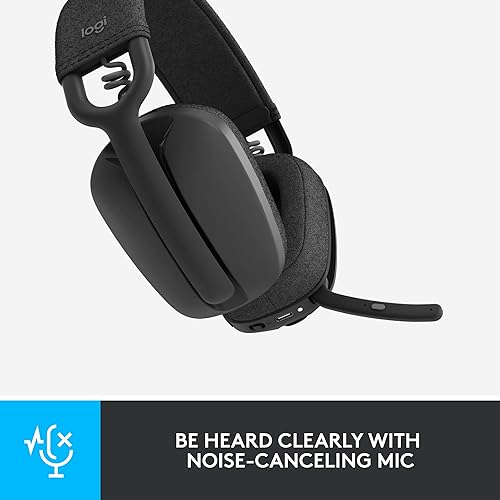 Logitech Zone Vibe 100 Lightweight Wireless Over Ear Headphones with Noise Canceling Microphone, Advanced Multipoint Bluetooth Headset, Works with Teams, Google Meet, Zoom, Mac/PC - Graphite Bluetooth Graphite