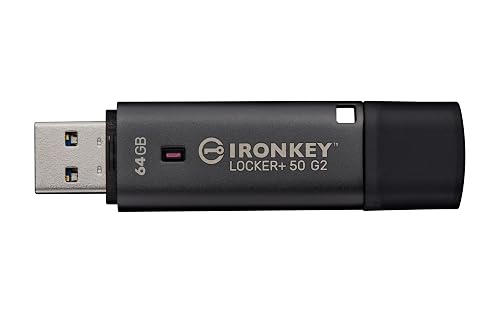 Kingston Ironkey Locker+ 50 G2 64GB Encrypted USB Drive | FIPS 197 | AES-XTS Protection | Multi-Password Security | USB 3.2 Gen 1 | IKLP50G2/64GB
