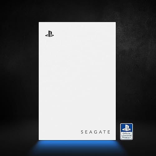 Seagate Game Drive for PS5 External SSD 2TB Solid State Drive - USB 3.2 Officially Licensed White with Blue LED Lighting (STMH2000100)