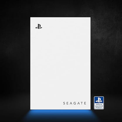 Seagate Game Drive for PS5 External SSD 2TB Solid State Drive - USB 3.2 Officially Licensed White with Blue LED Lighting (STMH2000100)