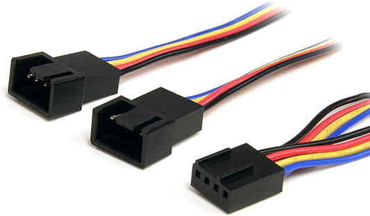 StarTech.com 12in 4 Pin Fan Power Splitter Cable - F/M - 1ft Fan Y Cable - 1ft 4-pin Fan Splitter Cable (FAN4SPLIT12) 4 Pin Splitter 12in
