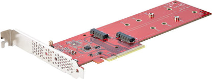 StarTech.com Dual M.2 PCIe SSD Adapter Card, PCIe x8 / x16 to Dual NVMe or AHCI M.2 SSDs, PCI Express 4.0, 7.8GBps/Drive, Bifurcation Required - Windows/Linux Compatible (DUAL-M2-PCIE-CARD-B)