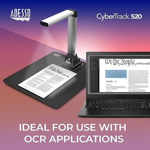 Adesso 5 Megapixel Fixed-Focus A4 Document Camera Scanner with OCR Text Recognition