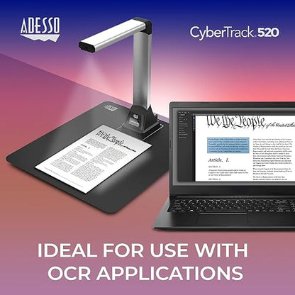 Adesso 5 Megapixel Fixed-Focus A4 Document Camera Scanner with OCR Text Recognition