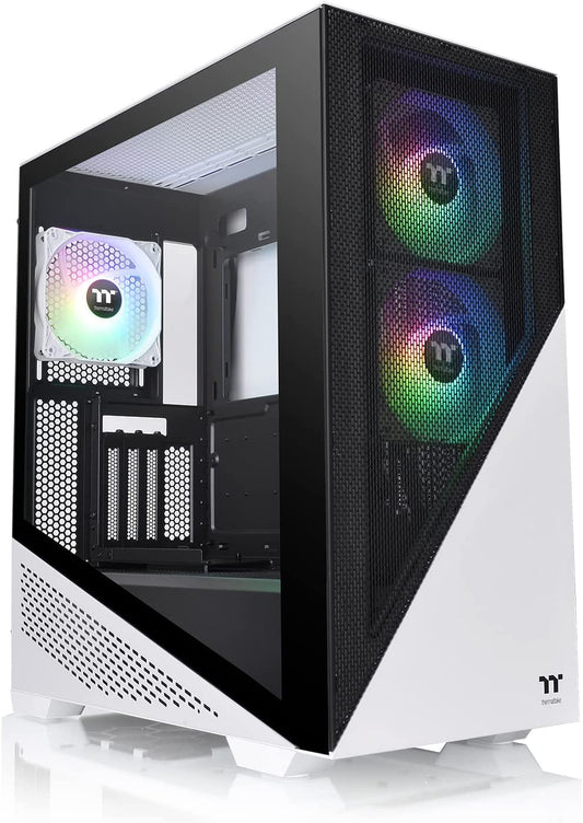 Thermaltake Divider 370 TG ARGB Motherboard Sync E-ATX Mid Tower Computer Case with 3x120mm ARGB Fan Pre-Installed, Tempered Glass Side Panel, Ventilated Front Mesh Panel, CA-1S4-00M6WN-00, White Divider 370 White