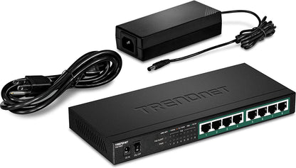 TRENDnet 8-Port Gigabit PoE+ Switch, 120W PoE Power Budget, 16Gbps Switching Capacity, IEEE 802.1p QoS, DSCP Pass-Through Support, Fanless, Wall Mountable, Lifetime Protection, Black, TPE-TG84