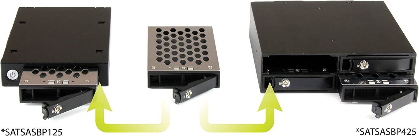 StarTech.com 4-Bay Mobile Rack Backplane for 2.5in SATA/SAS Drives - Hot Swap SSDs/HDDs from 5-15mm - Supports SAS II &amp; SATA III (6 Gbps) (SATSASBP425) 4-Bay (2.5 in SATA/SAS) 1x5.25" Bay