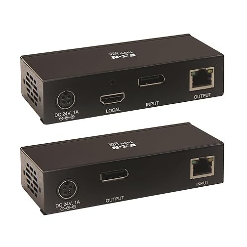 Tripp Lite DisplayPort Over Cat6 Ethernet Extender, Transmitter/Receiver Kit, Up to 230 Feet / 70 Meters, 4K@60Hz Video, 4:4:4, Power Over Cable, TAA Compliant (B127A-1A1-BDBDA)