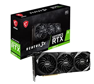 MSI Gaming GeForce RTX 3060 8GB GDRR6X 256-Bit HDMI/DP Nvlink Torx Fan 4 RGB Ampere Architecture OC Graphics Card (RTX 3060 Ti Ventus 3X 8GD6X OC)