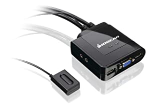 IOGEAR 2-Port USB VGA Cable KVM Switch with Cables, Remote, Audio and Mic, GCS72U 2-Port VGA with Audio