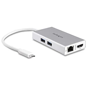 StarTech.com USB-C Multiport Adapter - USB-C Travel Docking Station w/ 4K HDMI - 60W Power Delivery Pass-Through, GbE, 2pt USB-A 3.0 Hub - Portable Mini USB Type-C Dock for Laptop - White (DKT30CHPDW) Silver