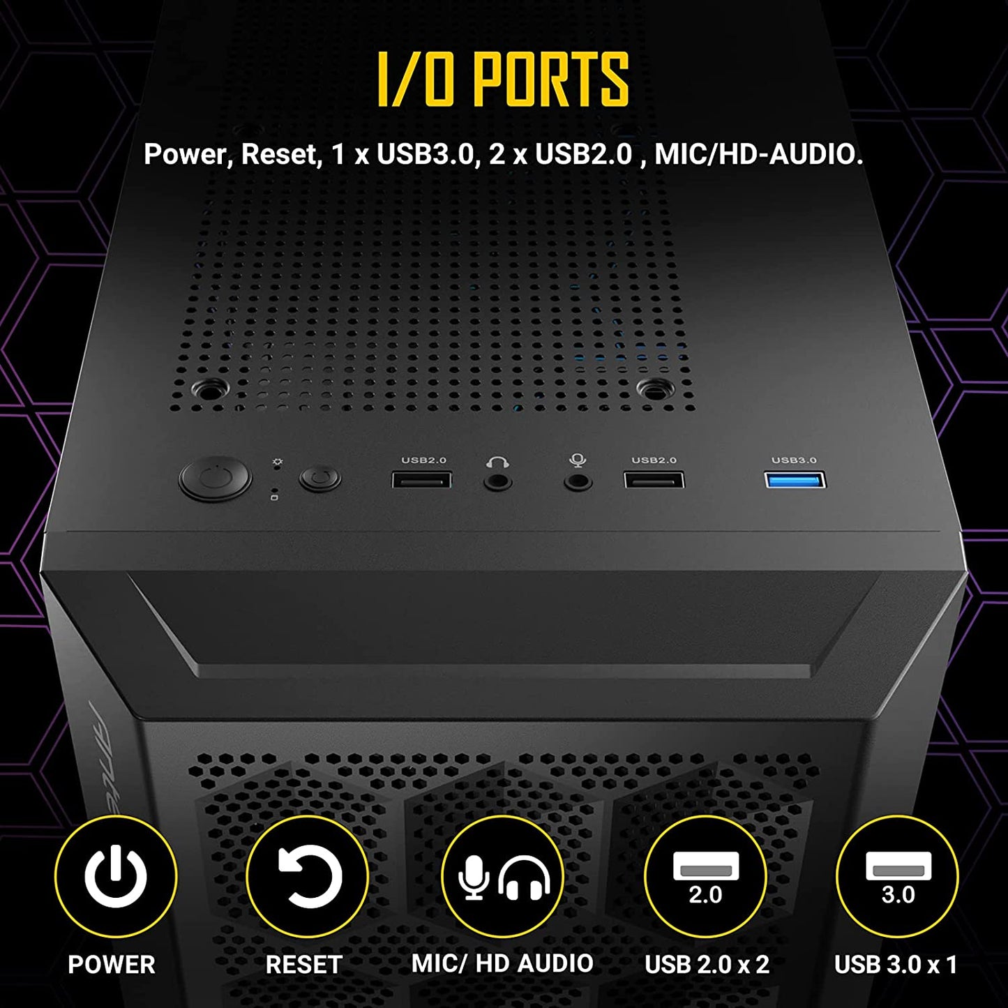 Antec NX200 M, Micro-ATX Tower, Mini-Tower Computer Case with 120mm Rear Fan Pre-Installed, Mesh Design in Front Panel Ventilated Airflow, NX Series, Black, (CJ11132623)