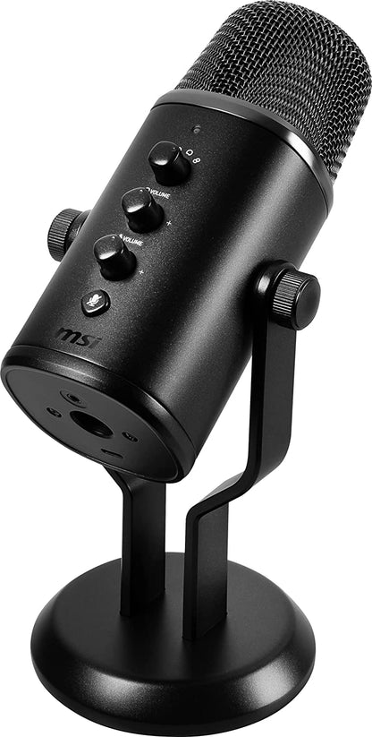 MSI IMMERSE GV60 Streaming Microphone (USB Type-C Interface and 3.5mm Aux, for Professional Applications with Intuituve Control in 4 Modes: Stereo, Omnidirectional, Cardioid and Bidirectional)