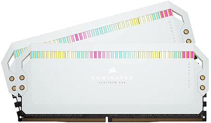 CORSAIR DOMINATOR PLATINUM RGB DDR5 RAM 32GB (2x16GB) 6200MHz CL36 Intel XMP iCUE Compatible Computer Memory - White (CMT32GX5M2X6200C36W)