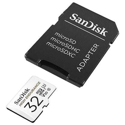 SanDisk 32GB High Endurance Video microSDHC Card with Adapter for Dash cam and Home Monitoring Systems - C10, U3, V30, 4K UHD, Micro SD Card - SDSQQNR-032G-GN6IA 32GB Card Only