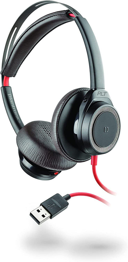 Poly (Plantronics + Polycom) Blackwire 7225 Wired USB-A Headset (Plantronics) - Black - Dual-Ear (Stereo) Computer Headset - Connect to PC/Mac via USB-A - Active Noise Canceling
