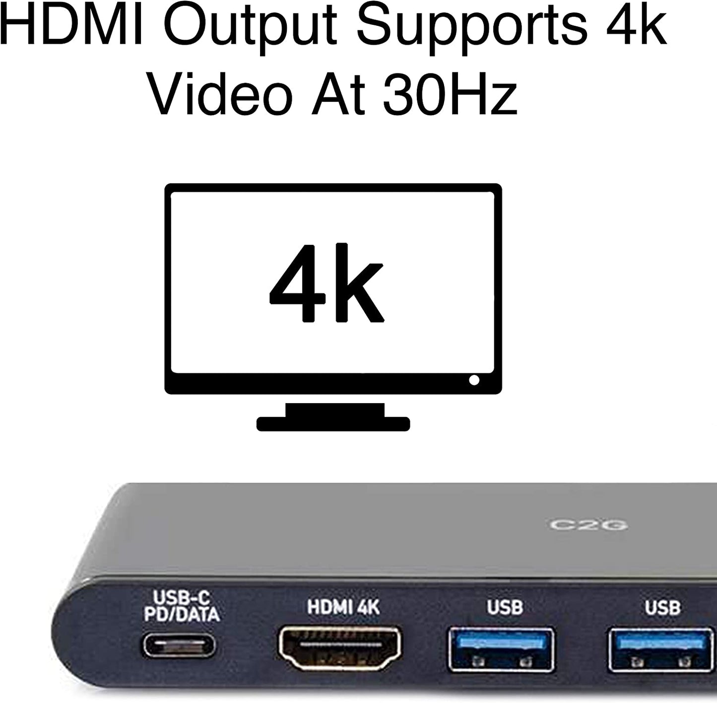 C2g/ cables to go C2G Docking Station, USB C Docking Station, 4K Docking Station, Compatible with USB-C &amp; Thunderbolt 3 Laptops, Black, Cables to Go 28845