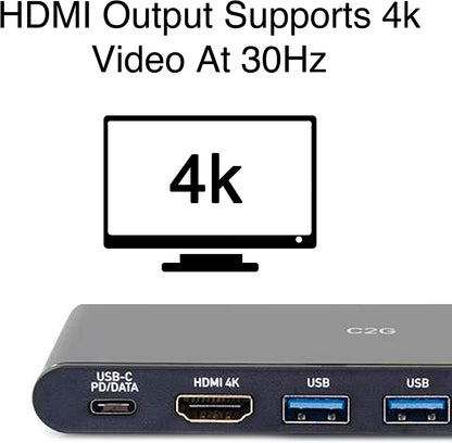 C2g/ cables to go C2G Docking Station, USB C Docking Station, 4K Docking Station, Compatible with USB-C &amp; Thunderbolt 3 Laptops, Black, Cables to Go 28845