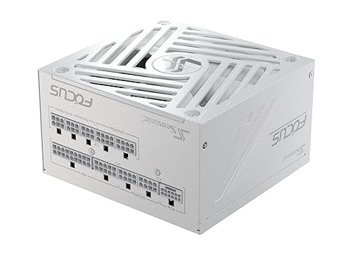 Seasonic Focus GX-750 White ATX3, 750W 80+ Gold Full-Modular, Fan Control in Fanless, Silent, Cooling Mode, 10 Year Warranty, Power Supply for Gaming and Various Application, SRP-FGX751-A5A32SF. Focus Gold 750W White