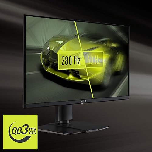 MSI MAG 271QP QD-OLED X28 27-inch 2560 x 1440 (QHD) Gaming Monitor, 280Hz, Adaptive-Synch, HDR Ready, HDMI, VGA Port,VESA Mountable, Tilt, 4-Side Slim Bezel, 0.03ms, Black
