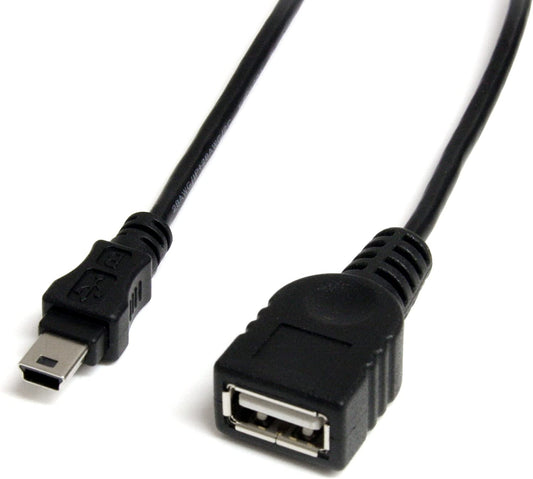 StarTech.com 1 ft Mini USB 2.0 Cable - USB A to Mini B F/M - USB cable - USB (F) to mini-USB Type B (M) - USB 2.0 - 1 ft - black - USBMUSBFM1