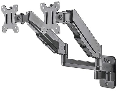 Universal Gas Spring Dual Monitor Wall Mount Two Gas-Spring Jointed Arms, Supports Two 17" to 32" TV Or Monitors up to 8 Kg (17.64 Lbs.) Model Number 461627
