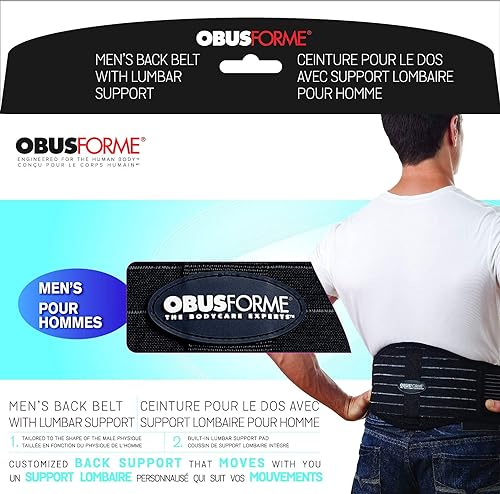 ObusForme Back Support Belt with Built-in Lumbar Support | Lower Back Brace | Elastic Abdominal Support | Breathable, Lightweight Compression Band XXL | Extra Extra Large | 46-62" 2XL (Pack of 1)