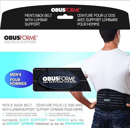 ObusForme Back Support Belt with Built-in Lumbar Support | Lower Back Brace | Elastic Abdominal Support | Breathable, Lightweight Compression Band XXL | Extra Extra Large | 46-62" 2XL (Pack of 1)