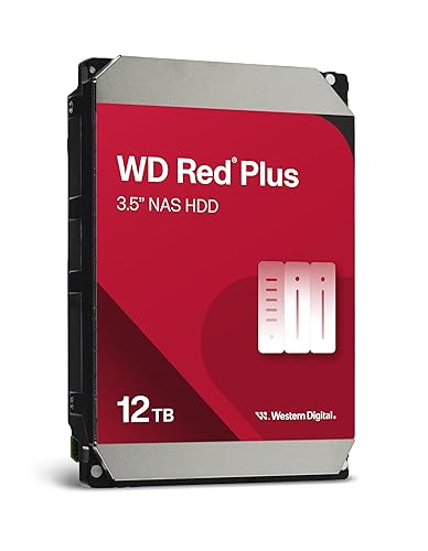 Western Digital 12TB WD Red Plus NAS Internal Hard Drive HDD - 7200 RPM, SATA 6 GB/s, CMR, 512 MB Cache, 3.5" - WD120EFGX