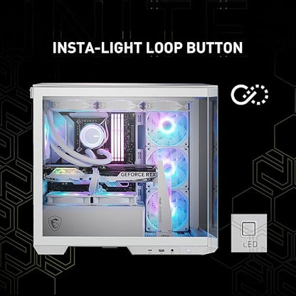 MSI MAG PANO M100R PZ White Micro ATX Gaming Case, Support Back-Connect Motherboard, 270-degree Panoramic Display, 4 aRGB Fans MAG PANO M100R PZ White White mATX