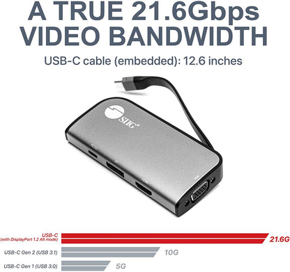 SIIG USB-C MST Hub with PD 3.0, USB-C to DP/HDMI/VGA, Single 4K30+Dual 1080p or Triple 1080p Video outputs, PD 100W, for Windows and Chromebook laptops (DP Alt Mode) NOT for Mac OS (CB-TC0G11-S1)