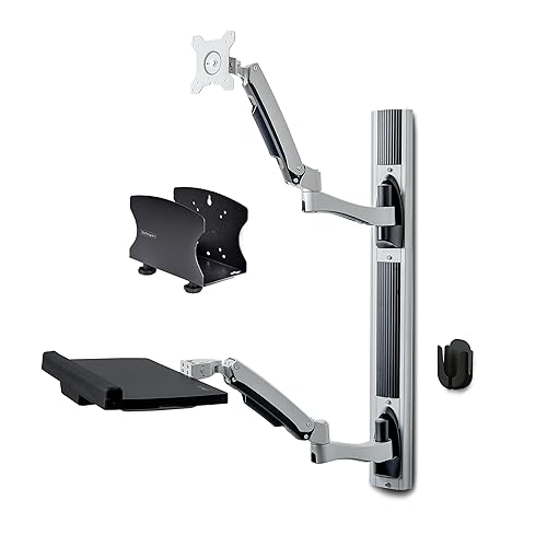 StarTech.com Wall Mount Workstation, VESA Mount for 32 Monitor (22lb/10kg), Fully Articulating Monitor Mount & Keyboard Tray