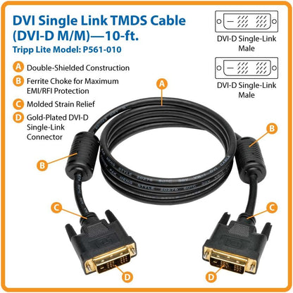 Tripp Lite P561-010 10 -Feet DVI Single Link TDMS Cable - DVI-D M/M 10-feet