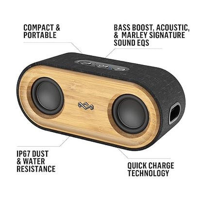 House of Marley Get Together 2 Mini: Portable Speaker with Wireless Bluetooth Connectivity, 15 Hours of Playtime and Sustainable Materials, Signature Black