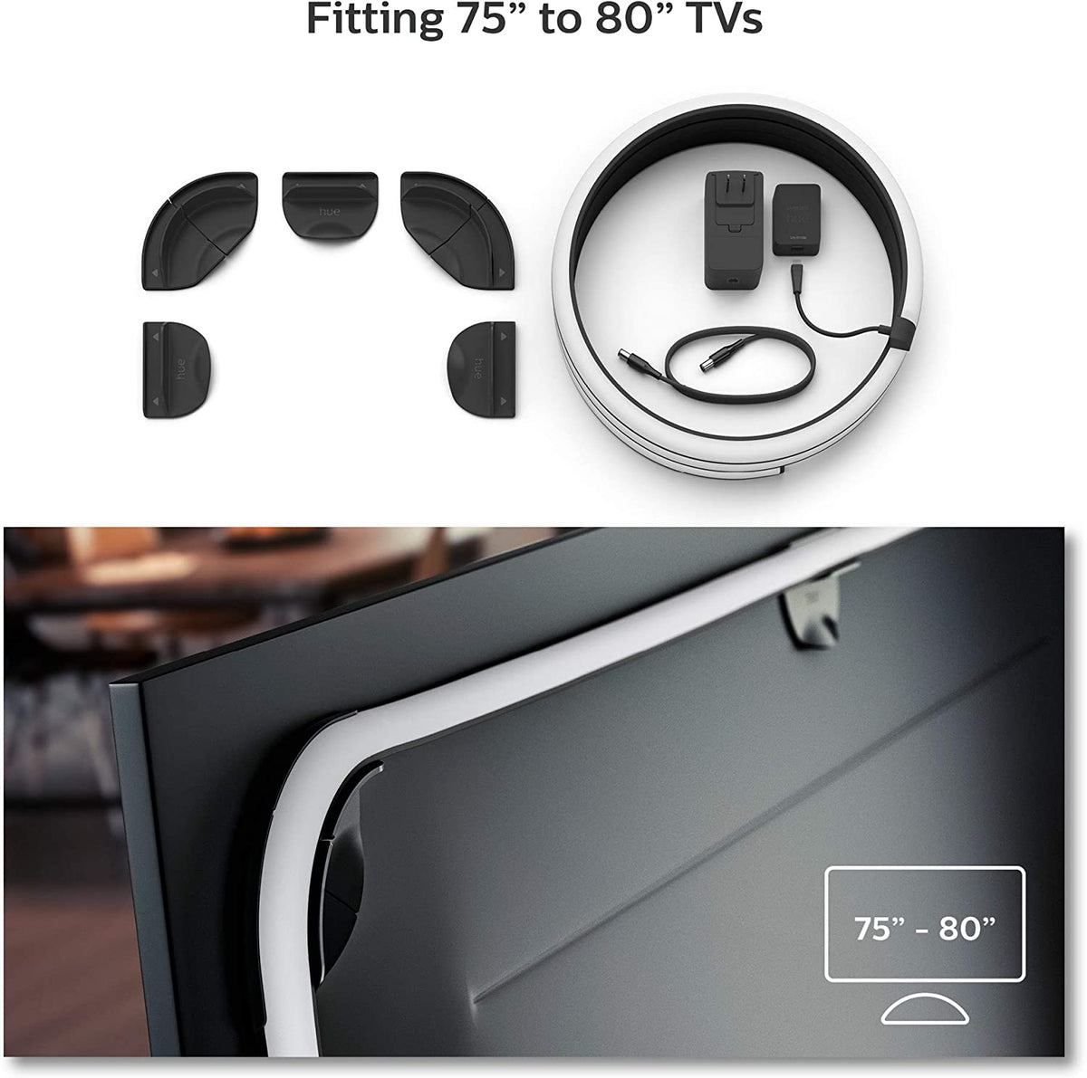Philips Hue Gradient LightStrip 75" (Sync with TV, Music and Gaming), Hue Hub &amp; Hue Sync Box Required 75-Inch TV Lightstrip Only
