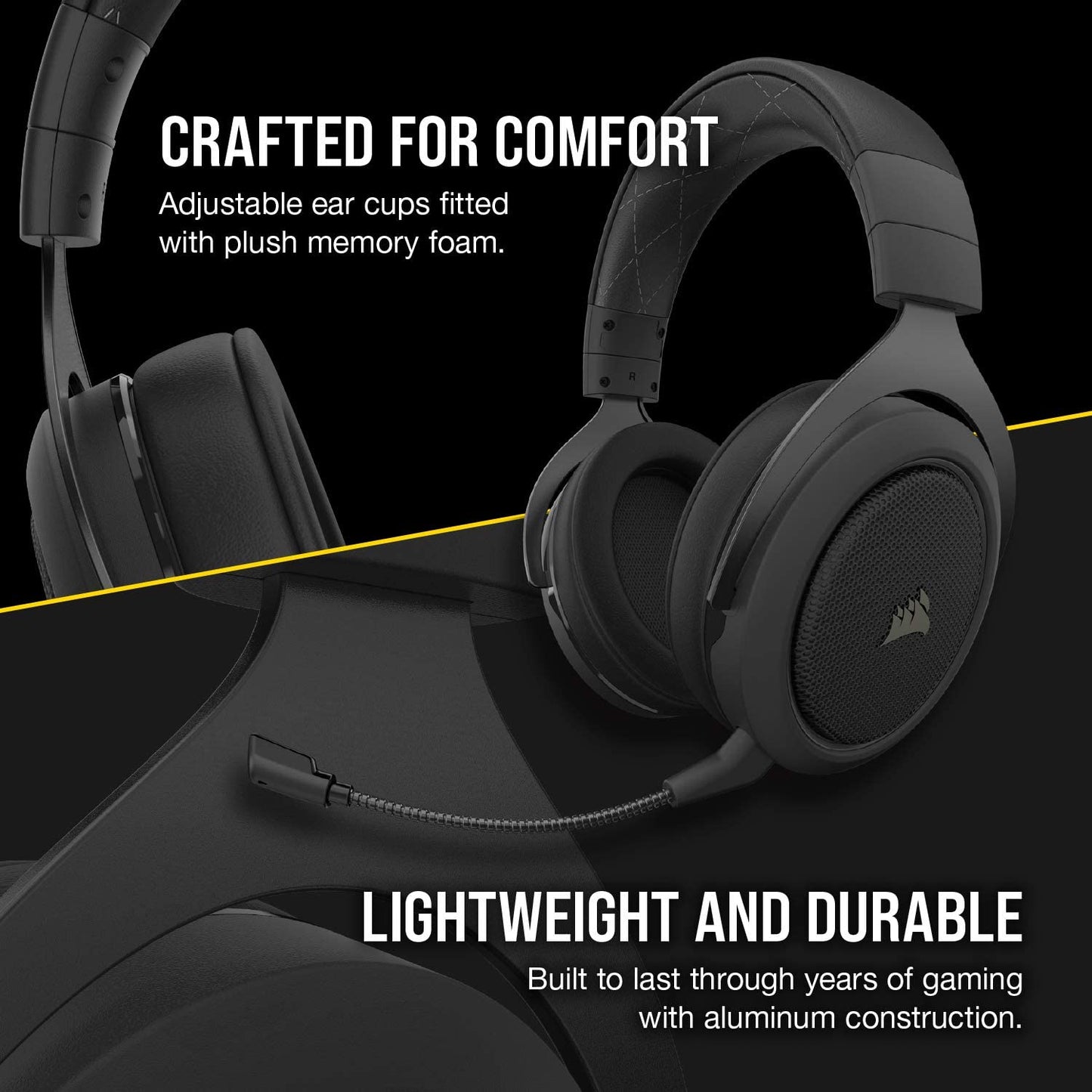 Corsair HS70 Pro Wireless Gaming Headset - 7.1 Surround Sound Headphones for PC, MacOS, PS5, PS4 - Discord Certified - 50mm Drivers – Carbon Carbon Pro Wireless Headset