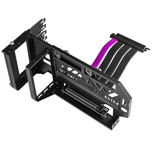 Cooler Master MasterAccessory Vertical GPU Card Holder Kit V3 Black, Premium Riser Cable PCI-E 4.0 x16-165mm, PCIe 3.0 Compatible, Adjustable Length for E-ATX|ATX|Micro ATX Case (MCA-U000R-KFVK03) Vertical GPU Holder GPU Kit V3 PCI-E 4.0