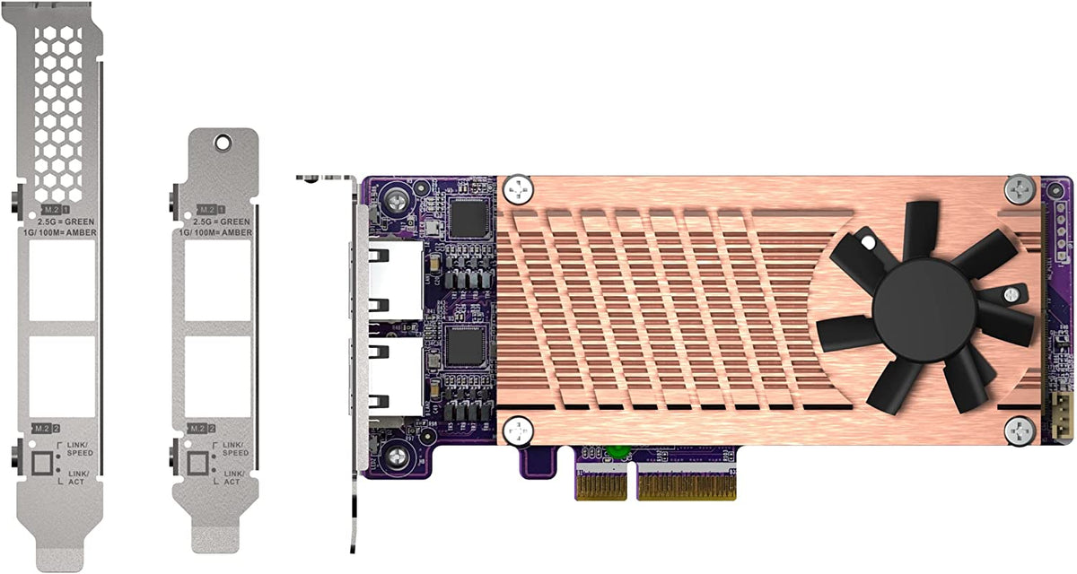 QNAP QM2-2P2G2T2 x PCIe Gen3 M.2 NVMe SSD &amp; 2 x 2.5GbE Port Expansion Card to Enhance Performance
