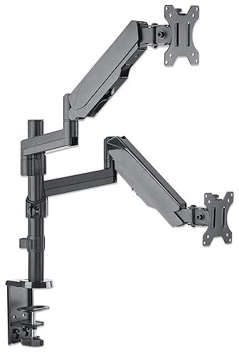 Manhattan Universal Gas Spring Dual Monitor Mount Two Gas-Spring Jointed Arms, Supports Two 17" to 32" TVs Or Monitors up to 8 Kg (17.64 Lbs.)