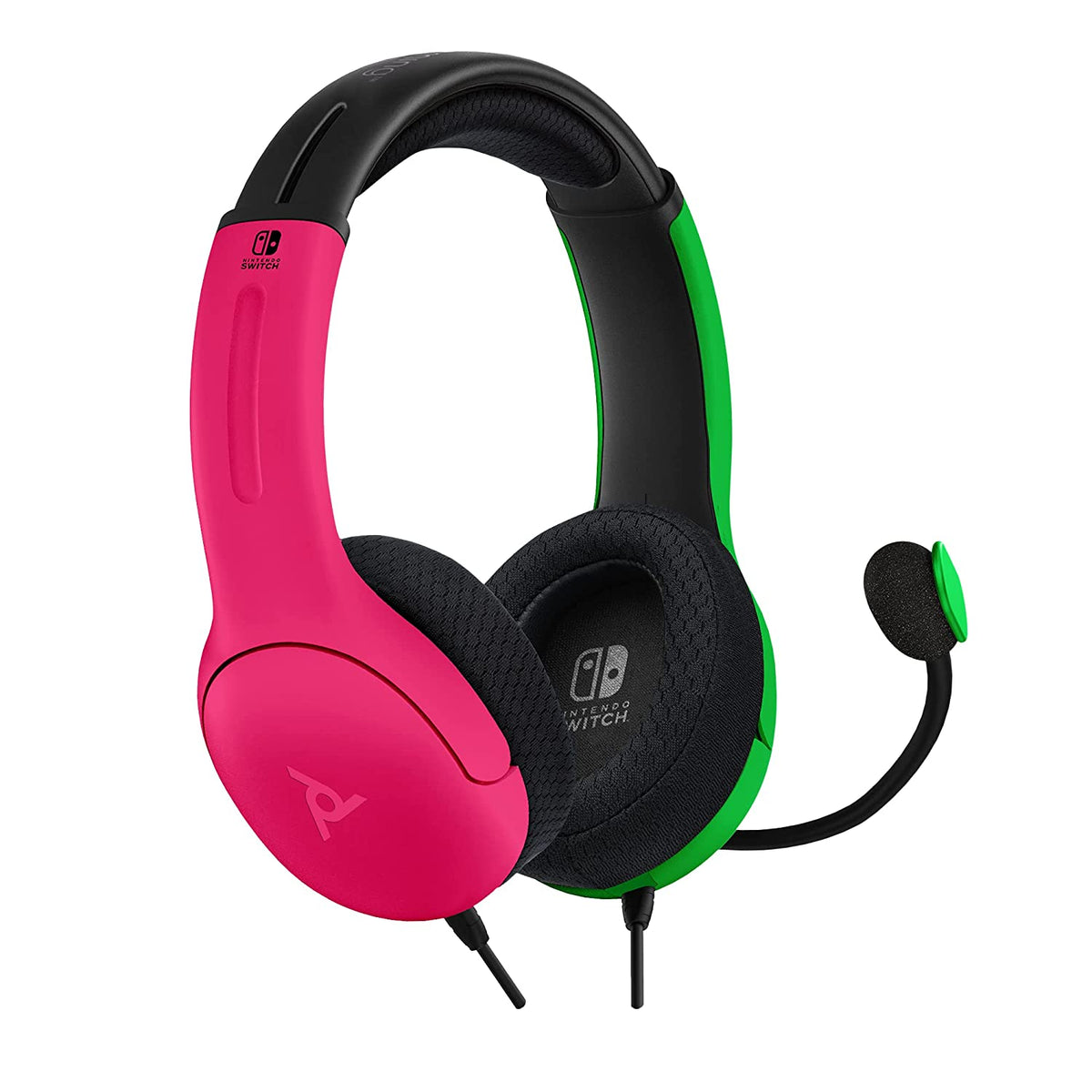 PDP Gaming LVL40 Stereo Headset with Mic for Nintendo Switch - PC, iPad, Mac, Laptop Compatible - Noise Cancelling Microphone, Lightweight, Soft Comfort On Ear Headphones - Splatoon 2 Pink &amp; Green Pink/Green Headset