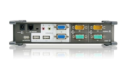 IOGEAR 2-Port Dual View KVM Switch with Audio and USB Peripheral Sharing, w/Full Set of Cables, (GCS1742 TAA Compliant)
