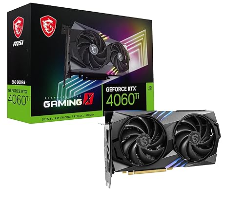 MSI Gaming GeForce RTX 4060 Ti 8GB GDRR6 128-Bit HDMI/DP Nvlink TORX Fan 4.0 Ada Lovelace Architecture Graphics Card (RTX 4060 Ti Gaming X 8G)